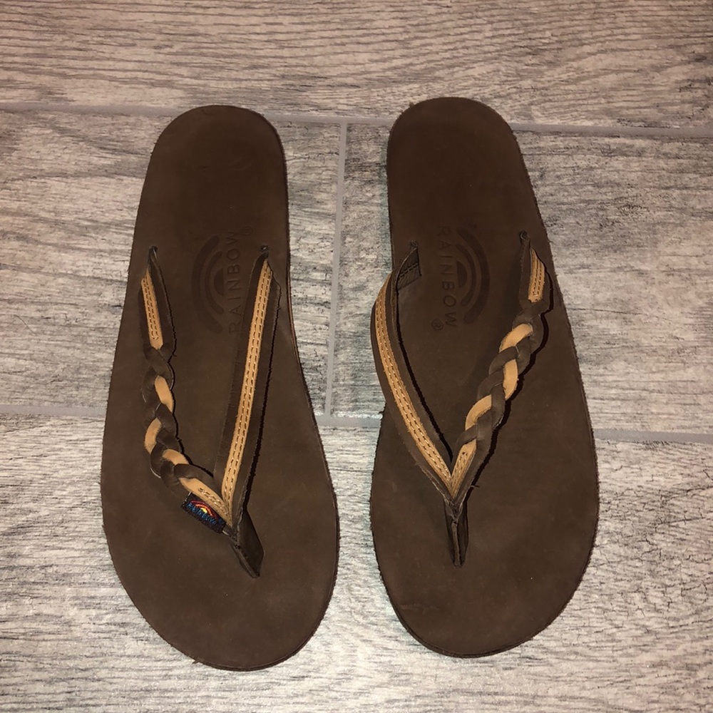 Rainbow flip flops